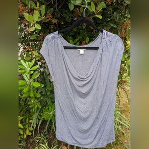 B/W Stripe Cowl Neck Top